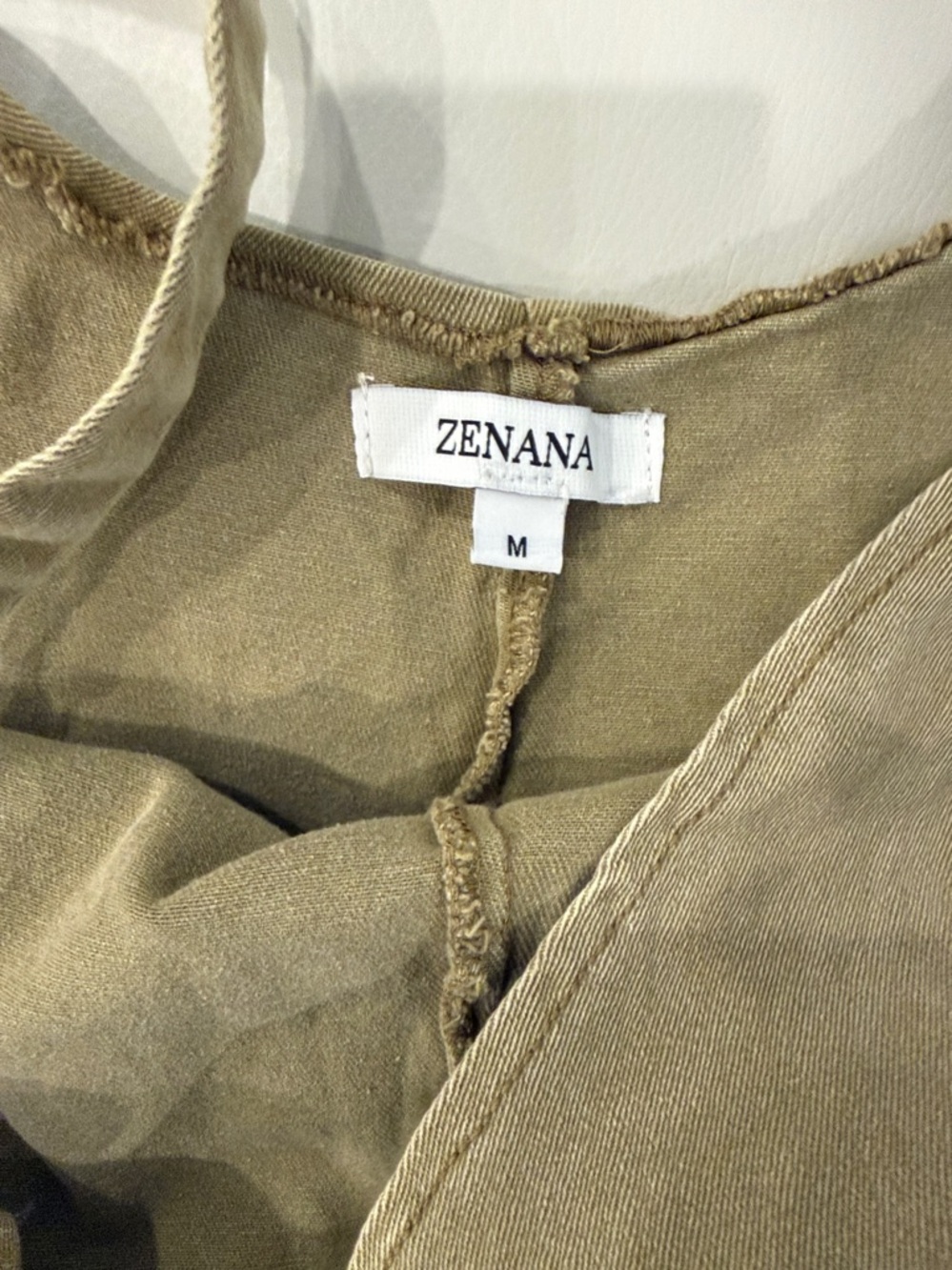 Zenana Outfitters Olive-Tan Utility Overalls - Picture 6 of 7